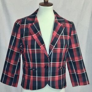 TwentyOne Plaid Jacket Sz 1 Blazer Black Red Lined